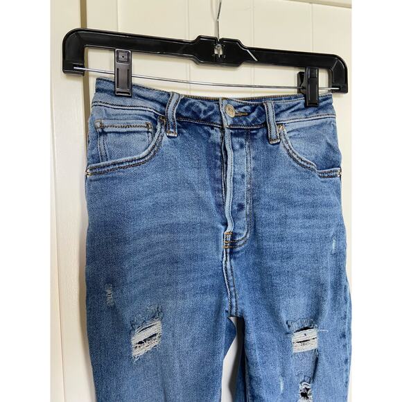 Forever 21 Womens Jeans Size 24 Skinny Ripped Destroyed Destructed Holes Blue - Picture 3 of 6